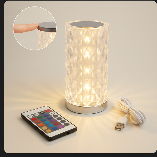 HomeHub CrystalGlow™ Touch Lamp — Rechargeable Acrylic Ambient Light